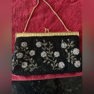 Elegant Black Beaded Evening Bag unbranded